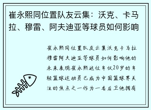 崔永熙同位置队友云集：沃克、卡马拉、穆雷、阿夫迪亚等球员如何影响他的未来表现